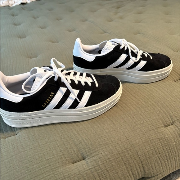 adidas Gazelle Black and White Platform Sneakers - Picture 5 of 8